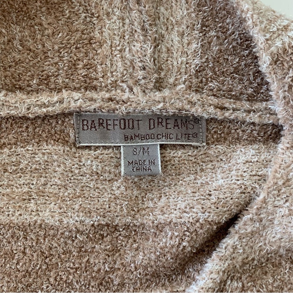 Barefoot dreams bamboo chic lite tan stripe sweater cardigan size S/M - Picture 4 of 7